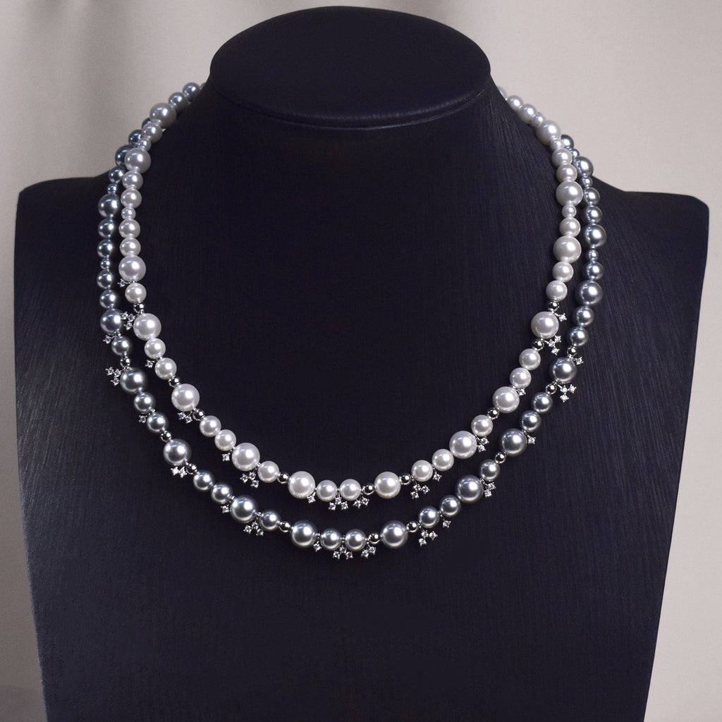 Stardust Graduated Pearl Collar Necklace