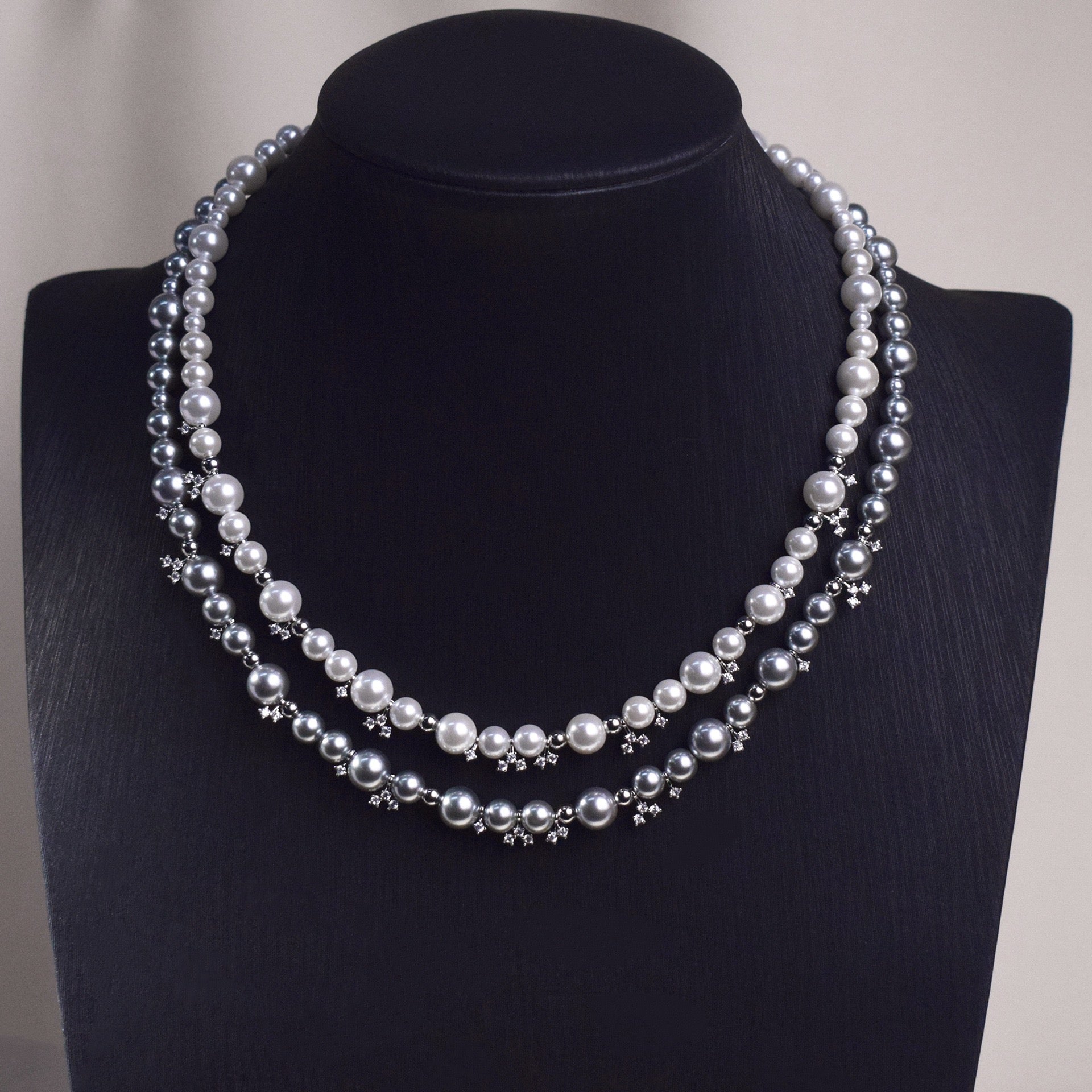 Stardust Graduated Pearl Collar Necklace