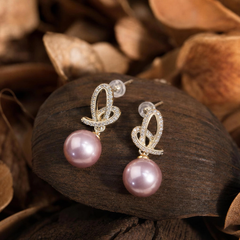 Muted Pink Pearl Ribbon Drops