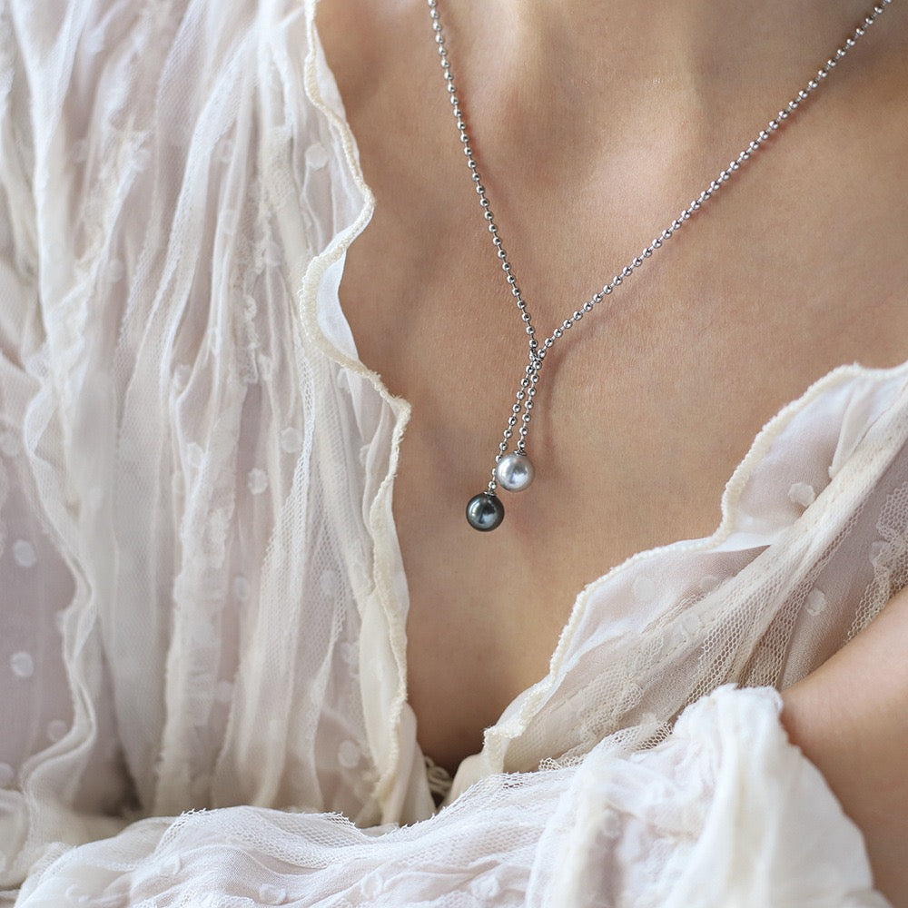 Dual Tahitian Pearl Drop Lariat