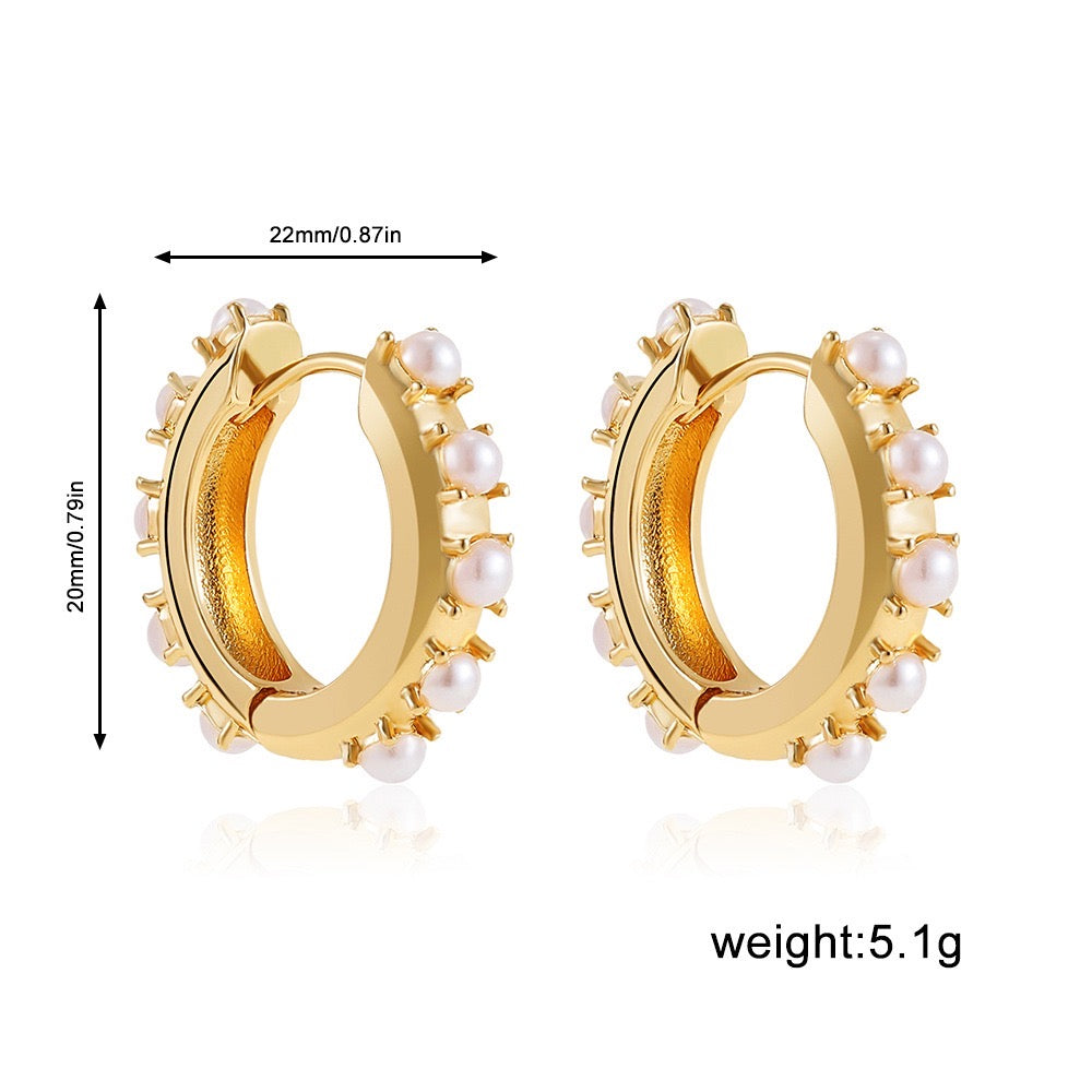 Gold Pearl Huggie Hoops – Minimal Everyday Earrings