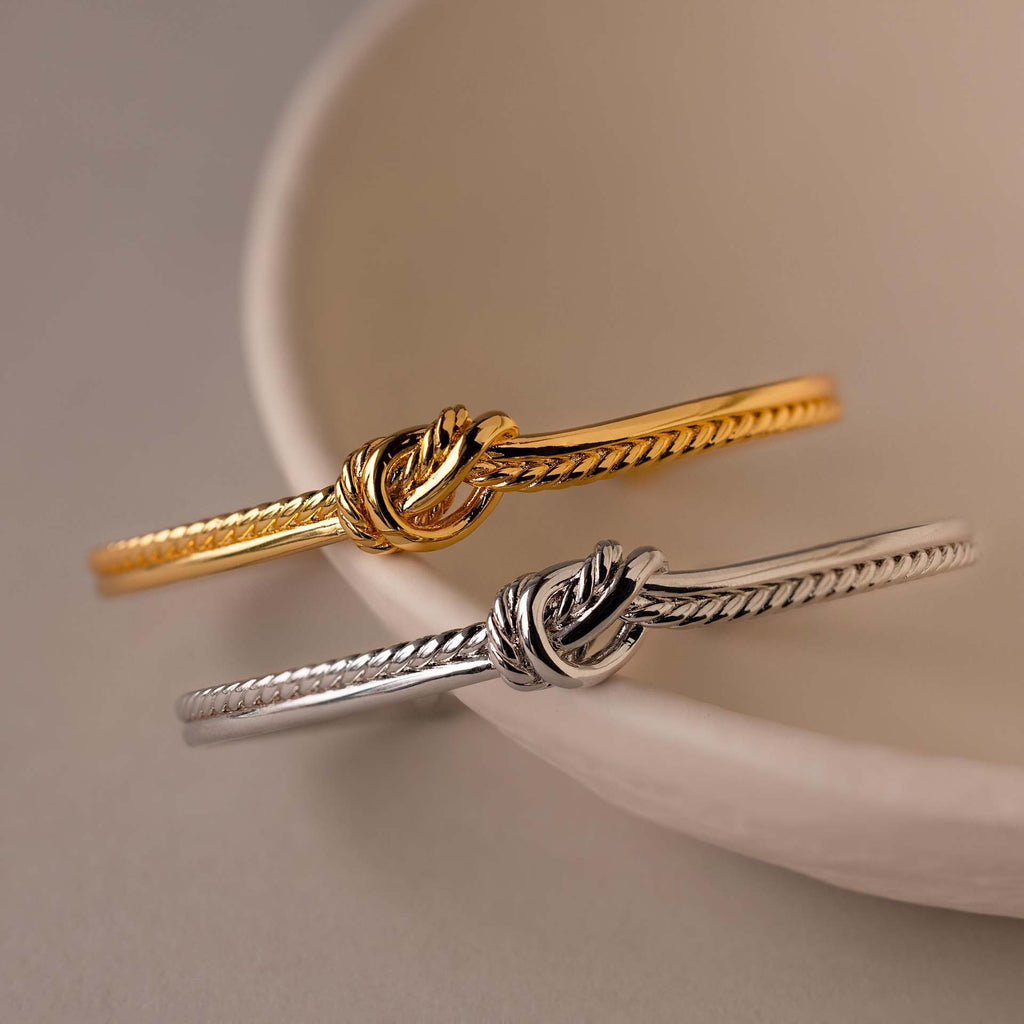 Gold Knot Cuff Bracelet – Minimal Twist Bangle