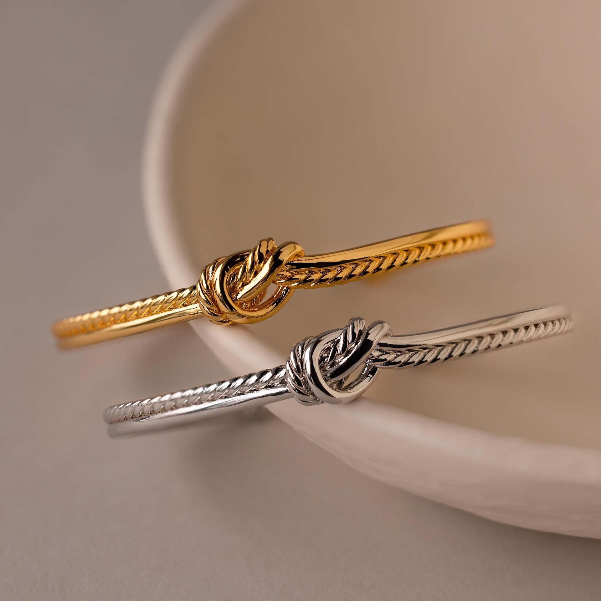 Gold Knot Cuff Bracelet – Minimal Twist Bangle