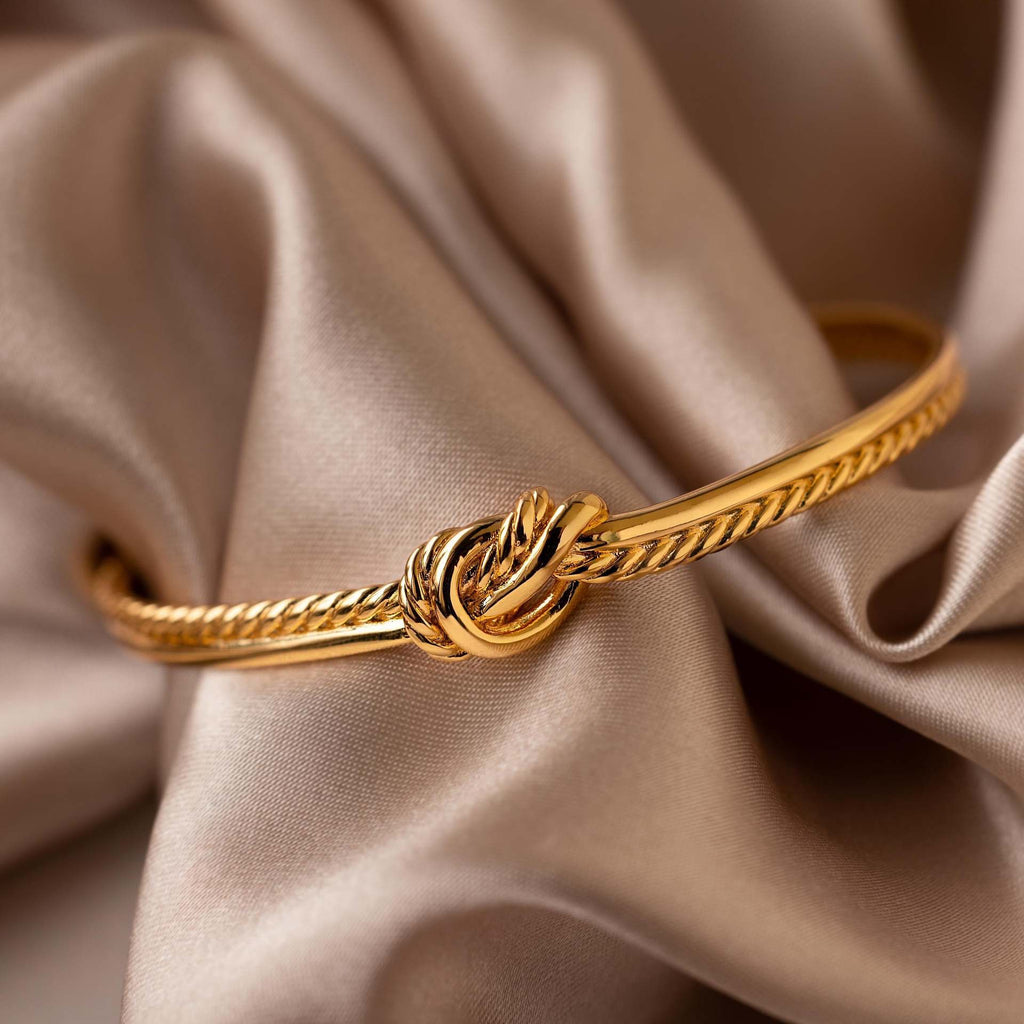 Gold Knot Cuff Bracelet – Minimal Twist Bangle