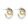 Two-Tone Interlocking Hoop Earrings – Gold & Silver Statement Hoops