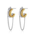 Two-Tone Chain Huggie Earrings