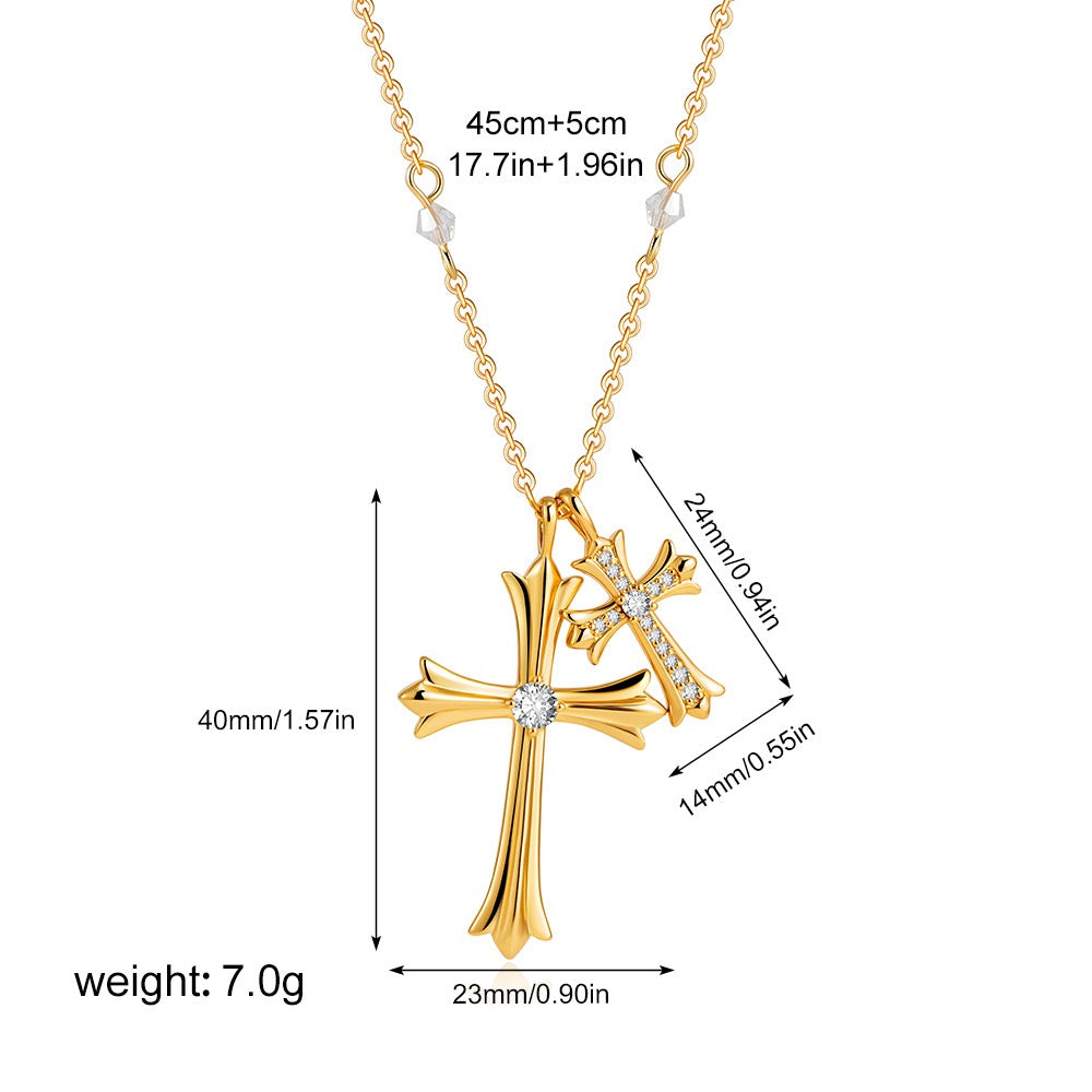 Dainty Cross Necklace – Gold Faith Pendant with CZ Detail