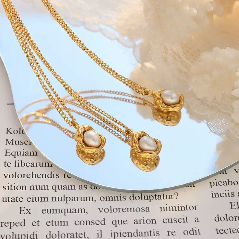 Dainty Gold Pearl Pendant Necklace – Minimal Everyday Necklace