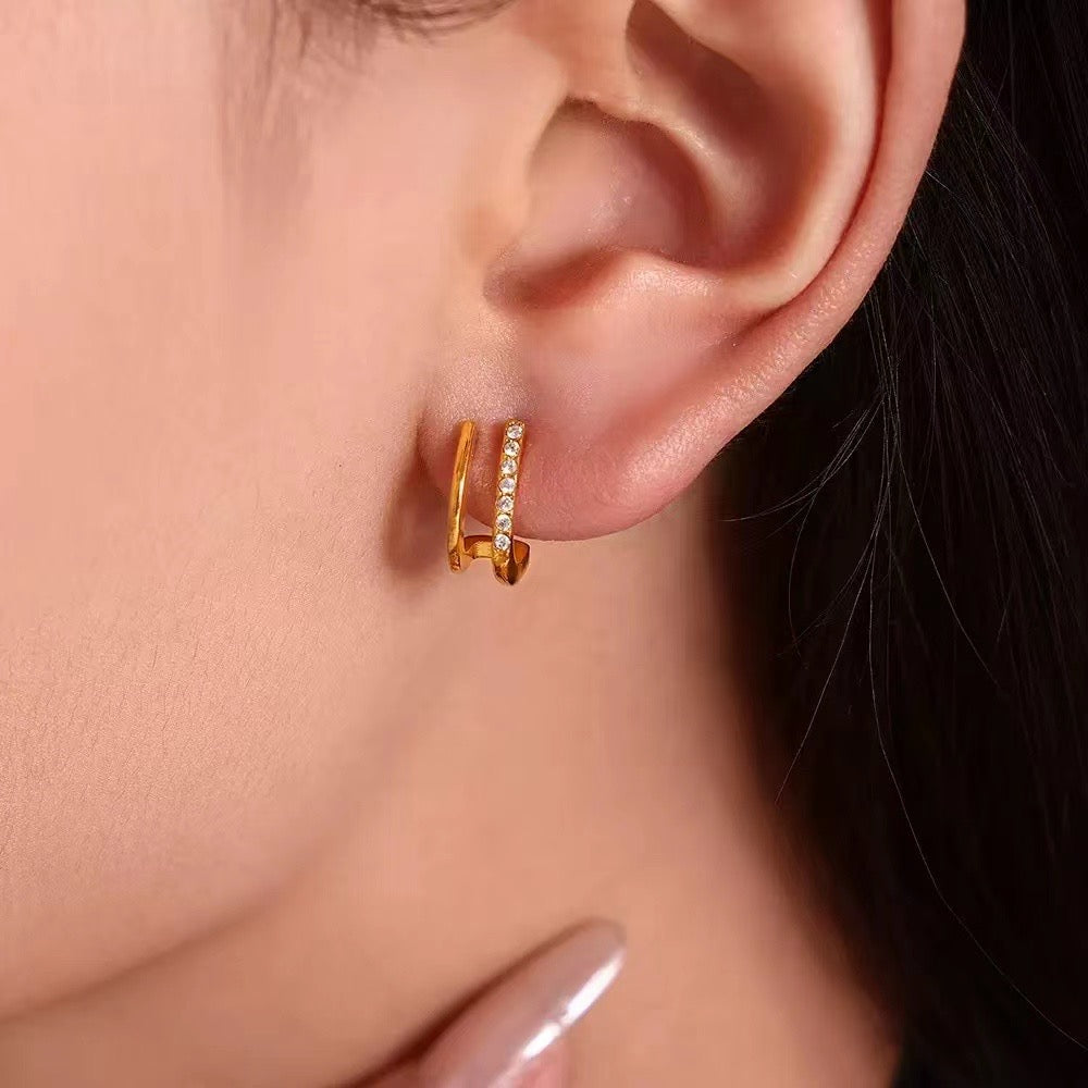 Silver CZ Huggie Hoop Earrings – Minimal Sparkle Everyday Hoops