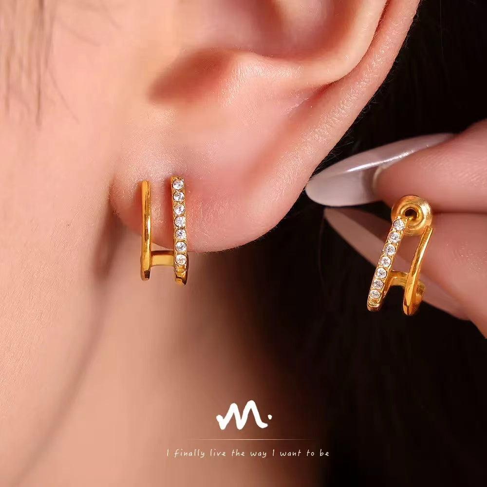 Silver CZ Huggie Hoop Earrings – Minimal Sparkle Everyday Hoops