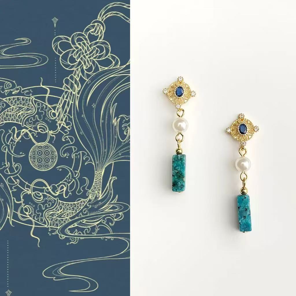 Eternal Light Pearl & Turquoise Drop Earrings