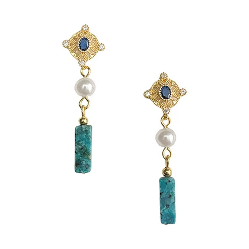 Eternal Light Pearl & Turquoise Drop Earrings