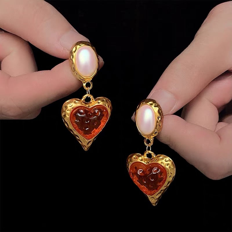 Heirloom Molten Heart Drop Earrings