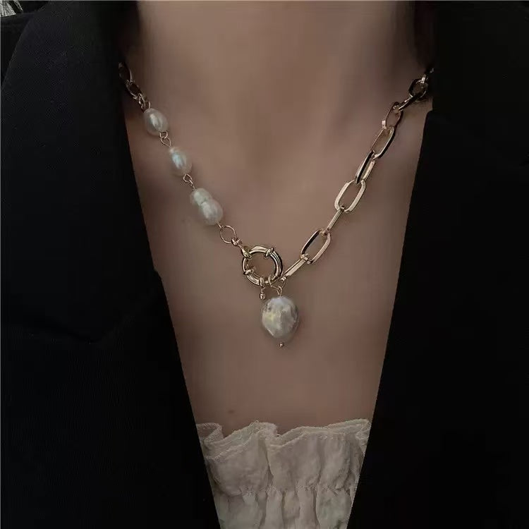 Golden Pearl Statement Necklace