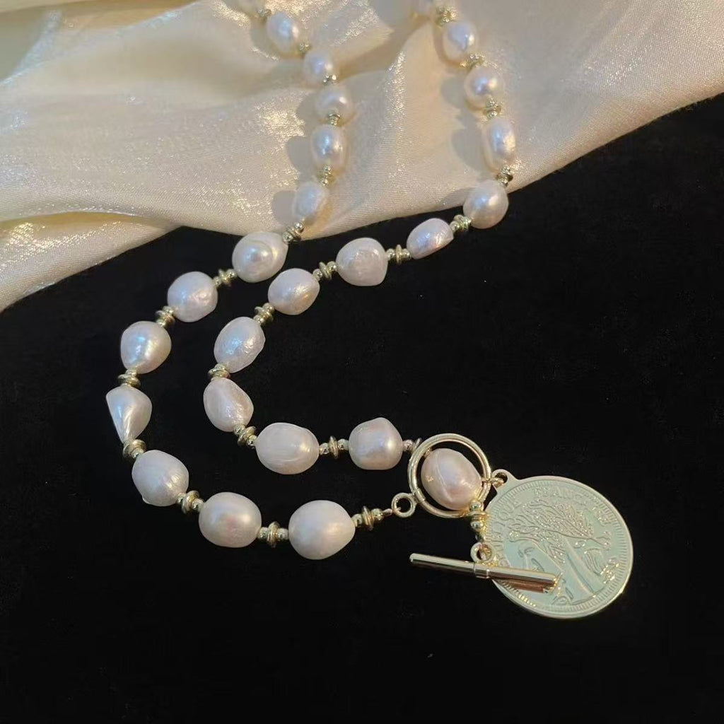 Golden Pearl Statement Necklace