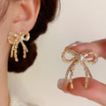 Grande Pavé Bow & Pearl Statement Studs