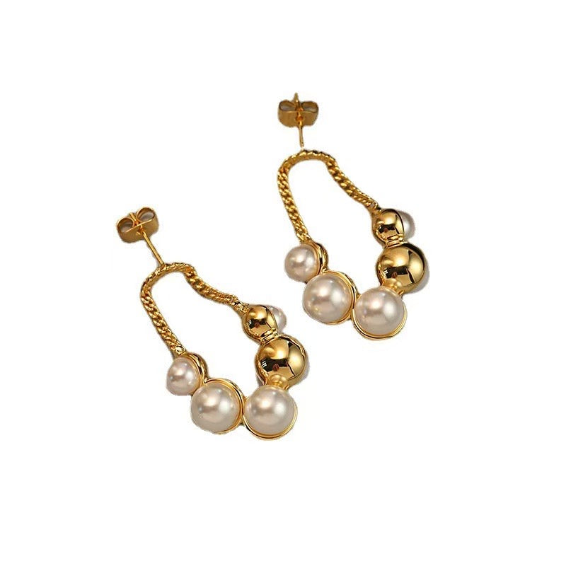 Golden Grace Pearl Drop Earrings