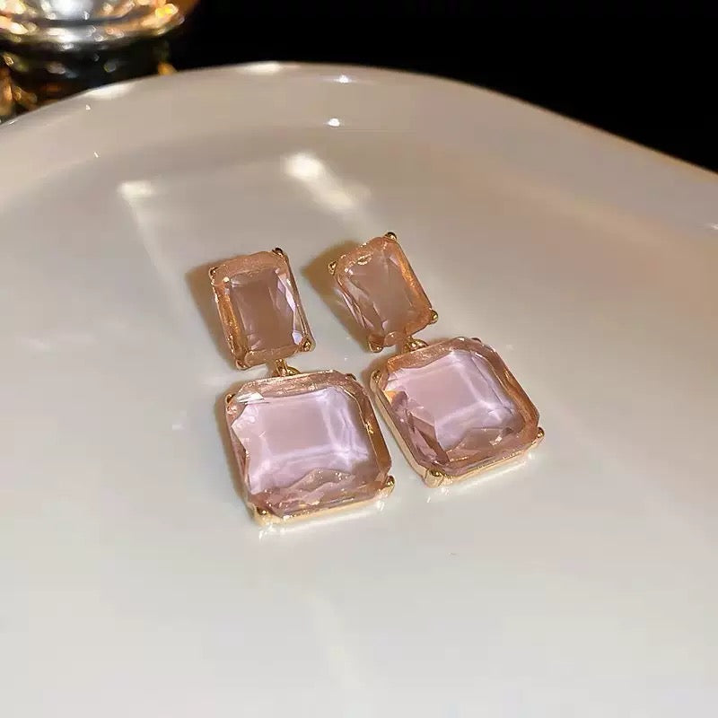 Rose Quartz Double Drop Earrings