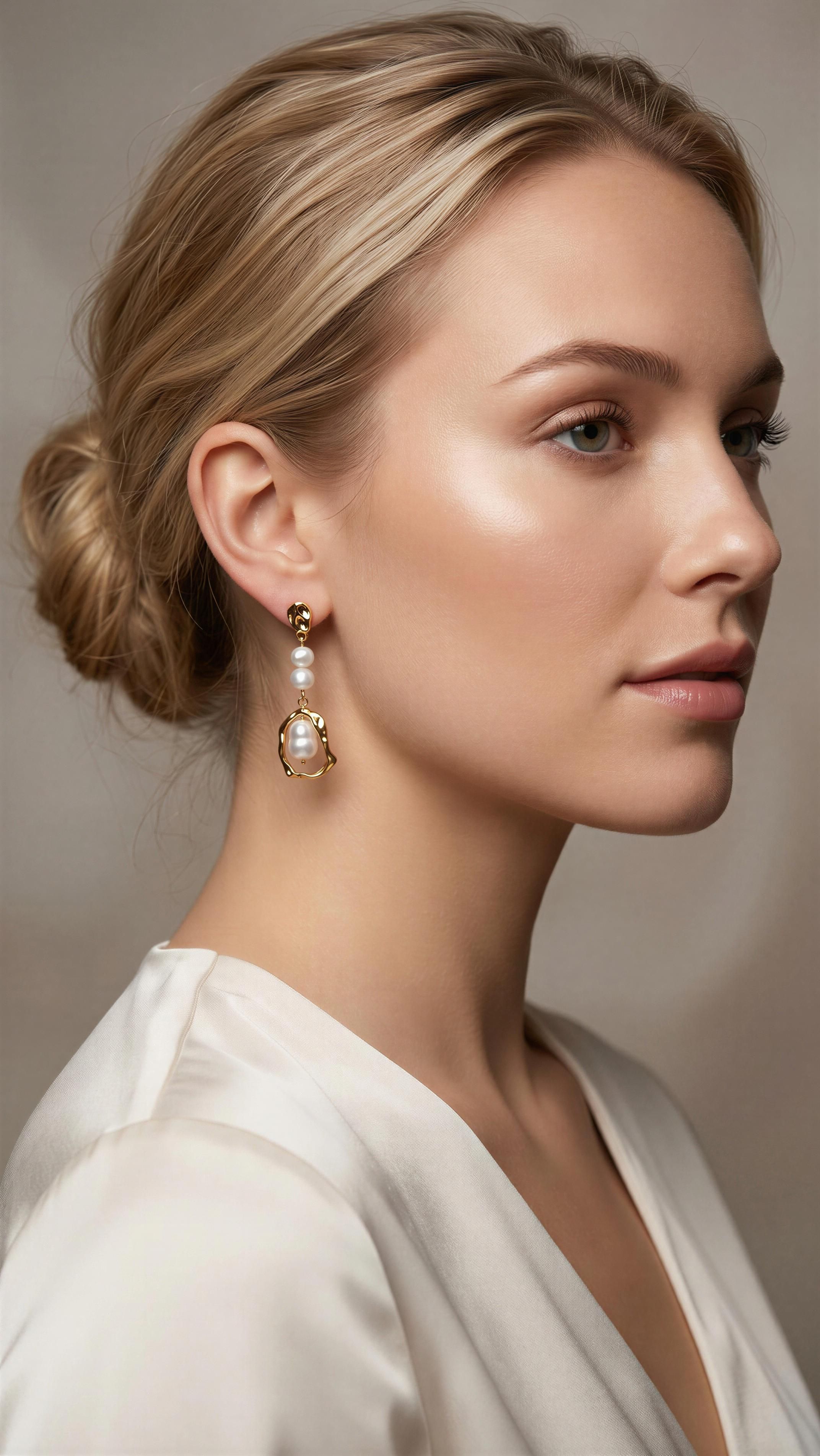 Organic Pearl Frame Drop Earrings