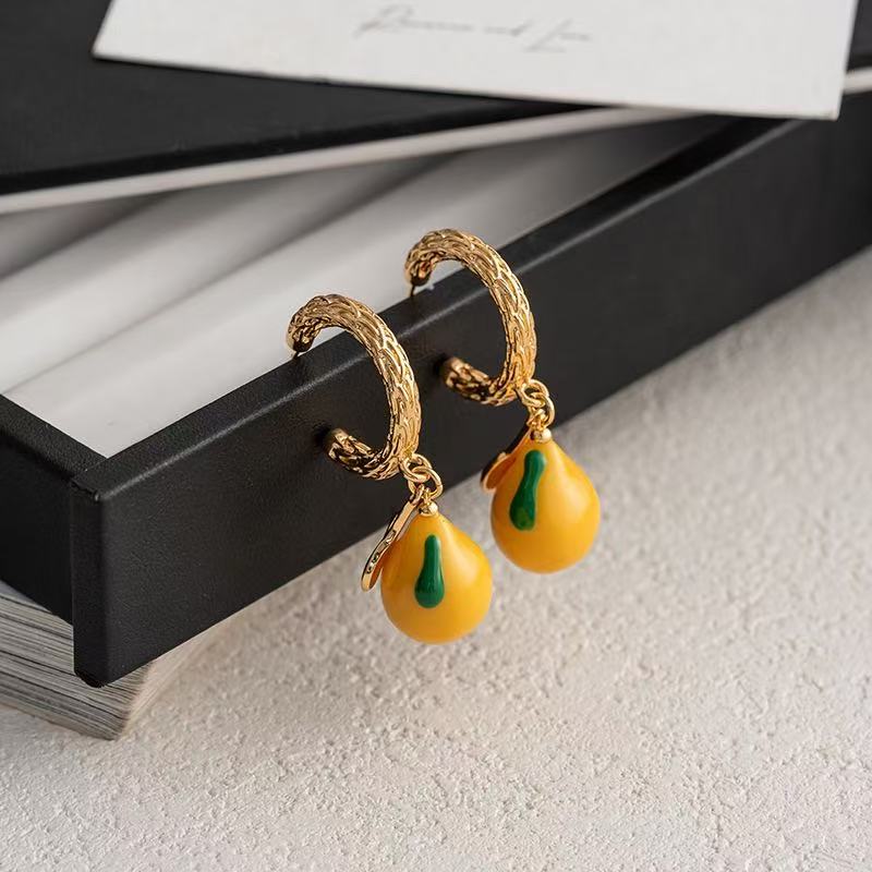 Lemon Charm Hoop Earrings