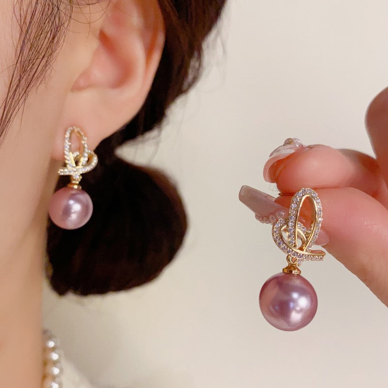 Muted Pink Pearl Ribbon Drops