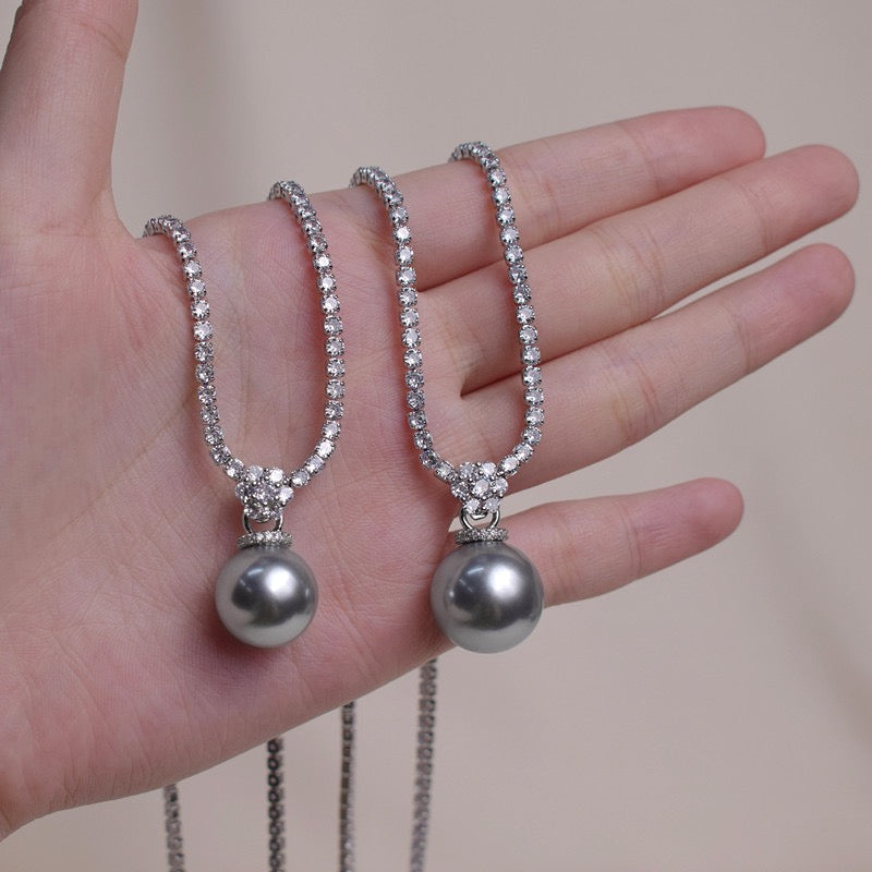 Riviera Tennis Strand & Pearl Drop Necklace