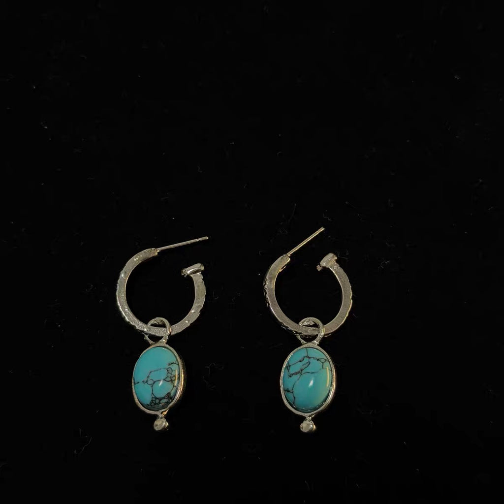 Turquoise Textured Mini Hoop Drops