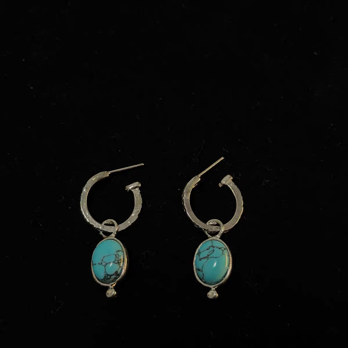 Turquoise Textured Mini Hoop Drops