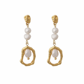 Organic Pearl Frame Drop Earrings