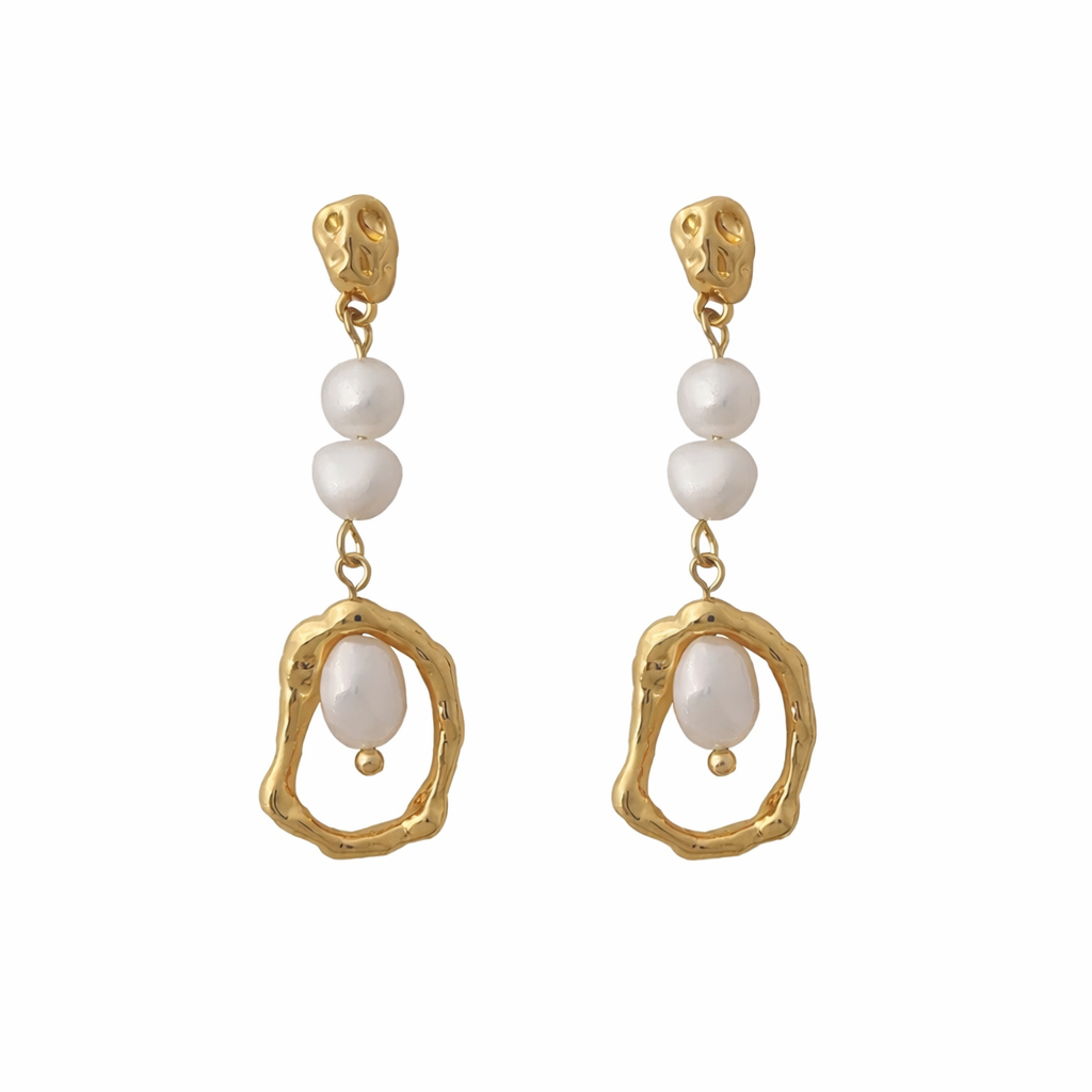 Organic Pearl Frame Drop Earrings