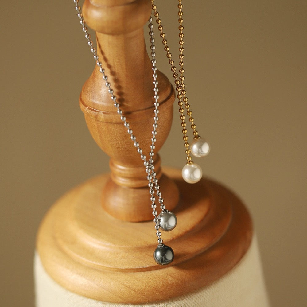Dual Tahitian Pearl Drop Lariat