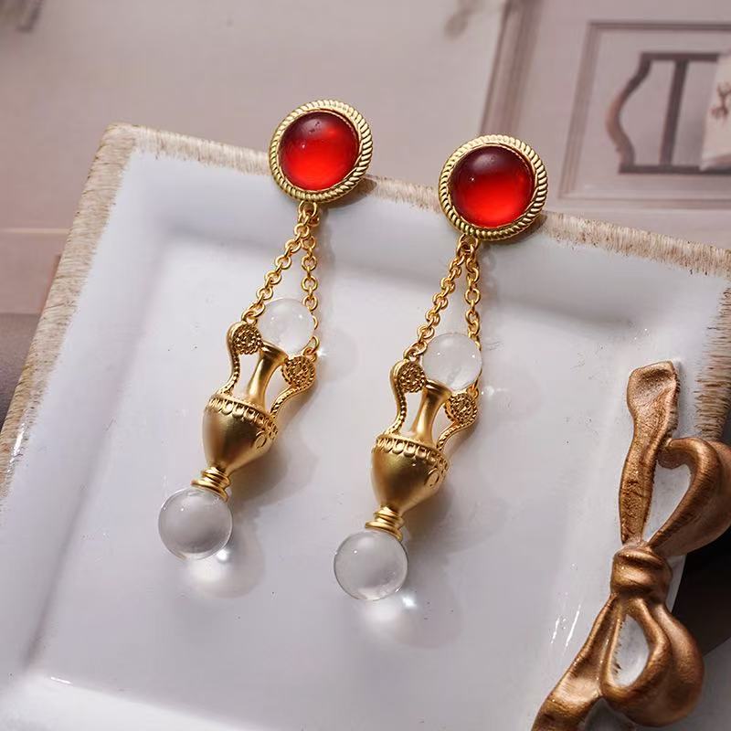Crimson Muse Vintage Drop Earrings