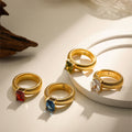 Aurelia Ribbed Cocktail Ring