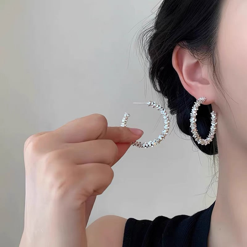 Faceted Shimmer Hoop Earrings