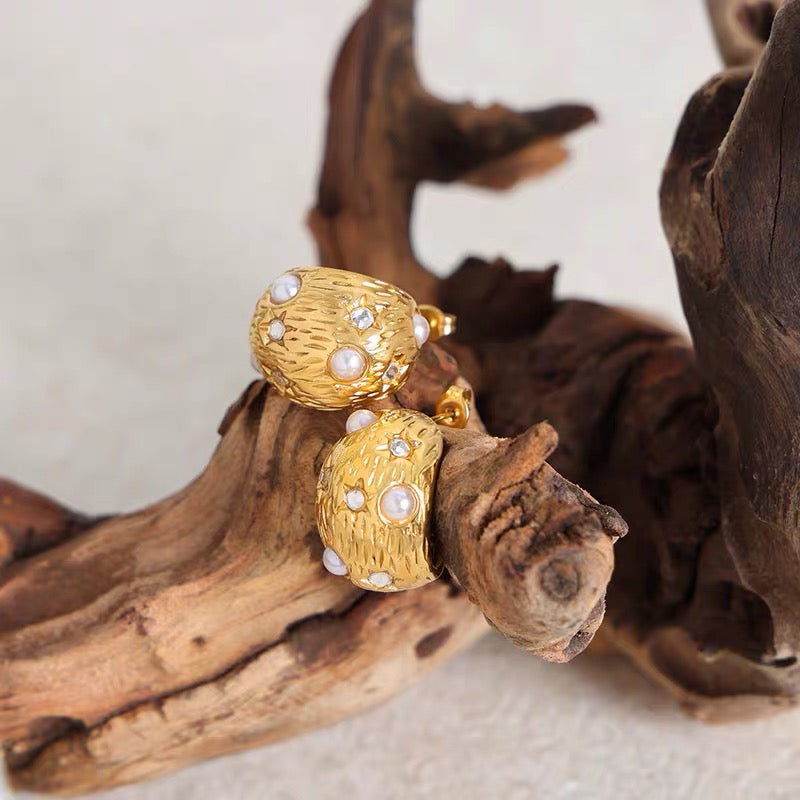Stellar Textured Dome Hoop Earrings