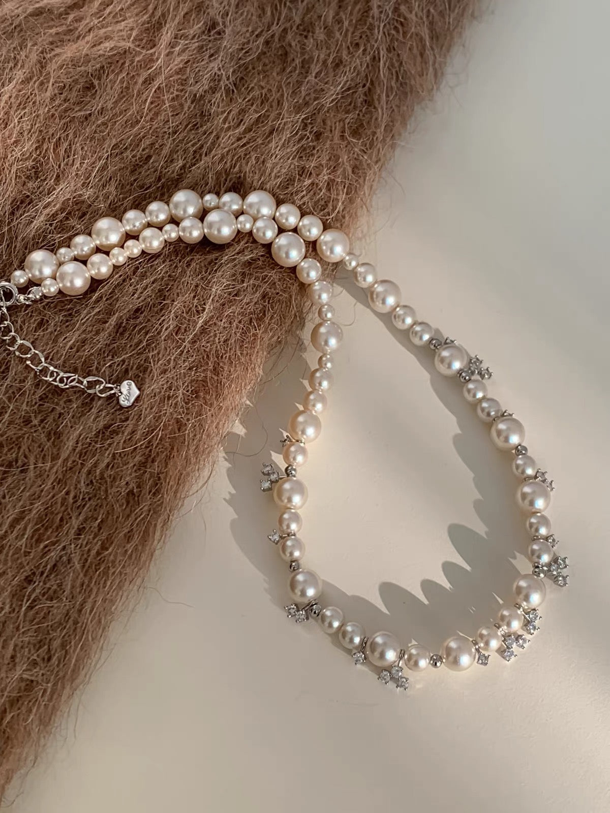 Stardust Graduated Pearl Collar Necklace