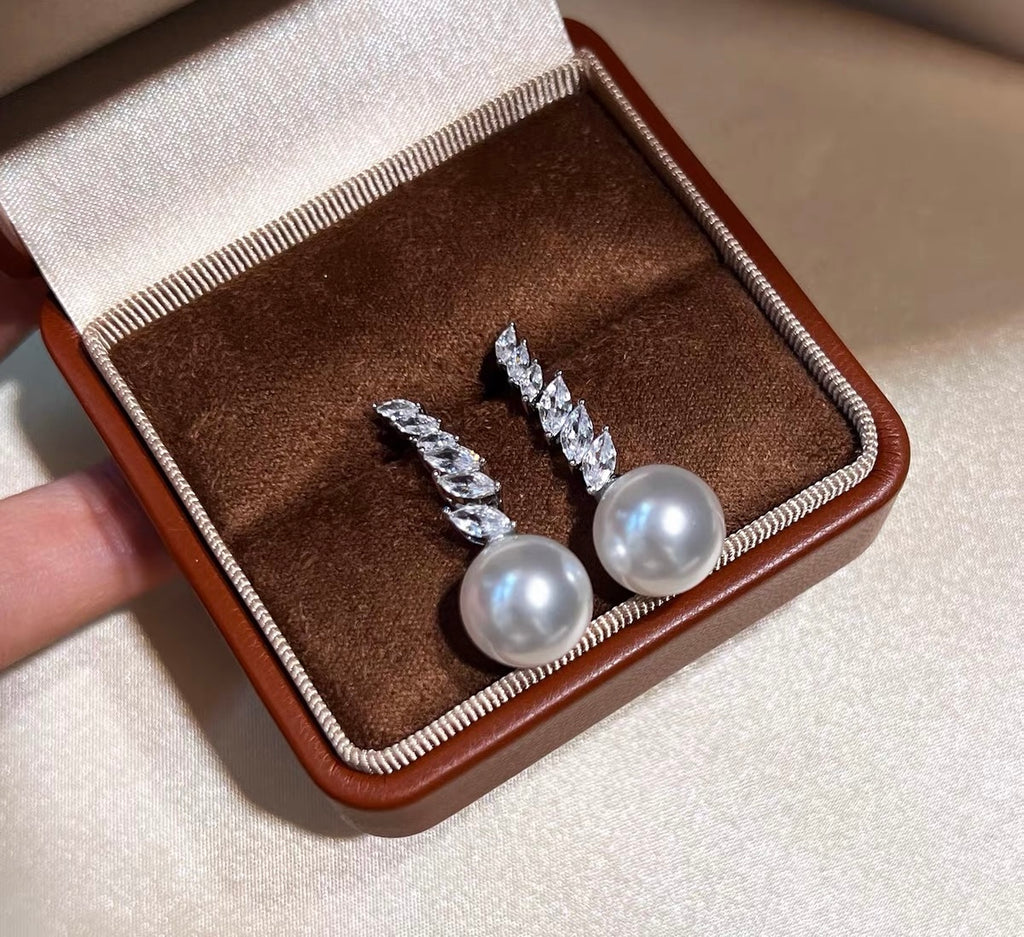Odette Marquise Vine Pearl Drop Earrings