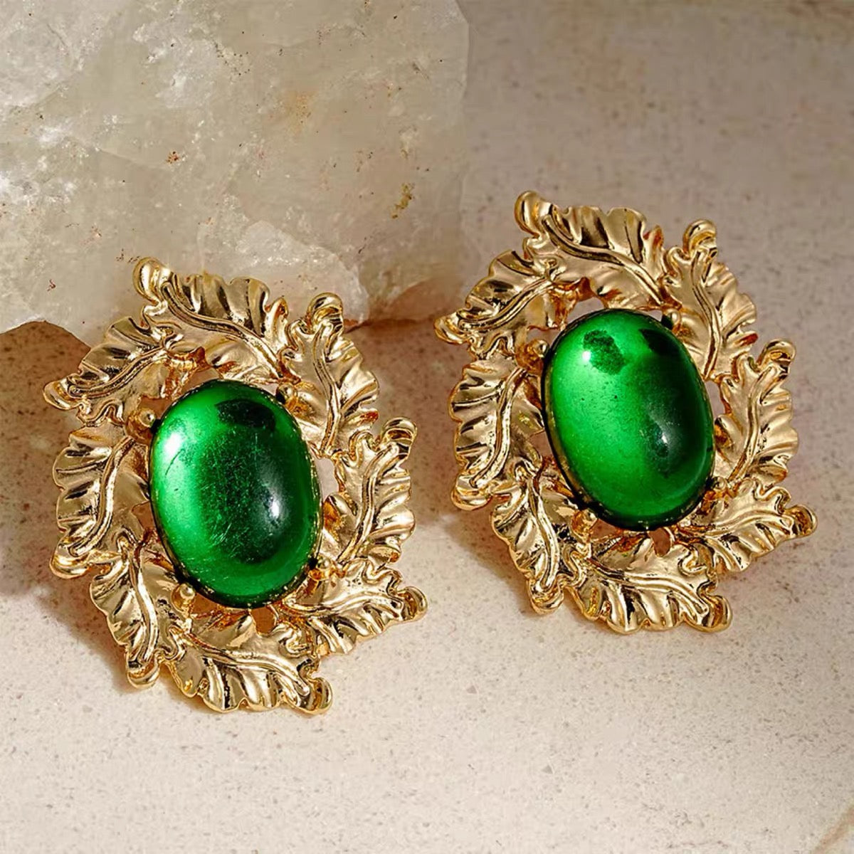 Ivy Cabochon Statement Studs