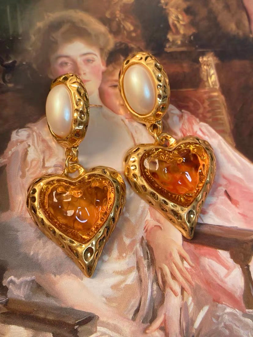 Heirloom Molten Heart Drop Earrings