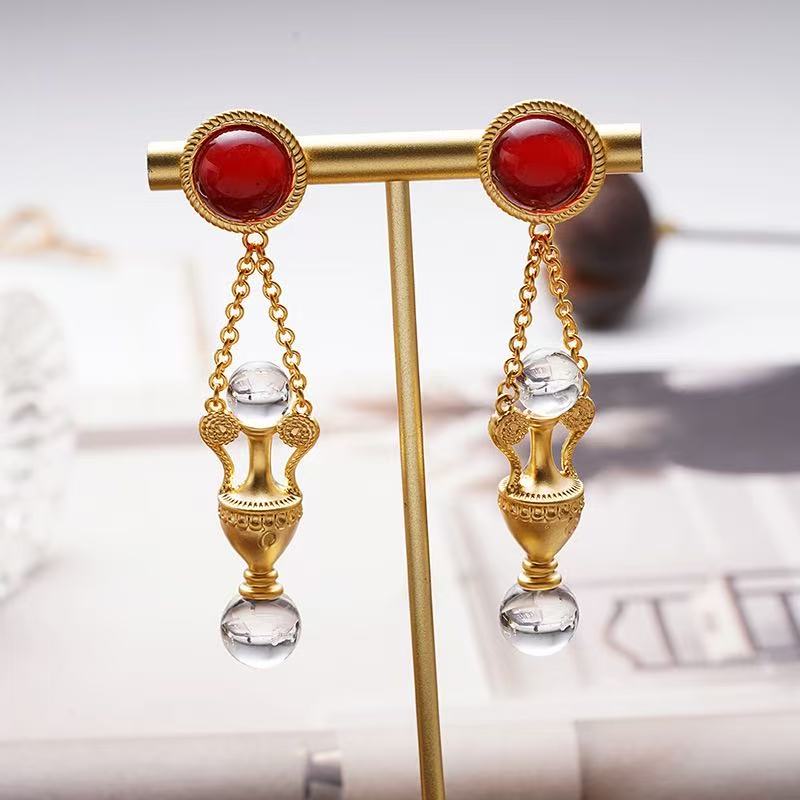 Crimson Muse Vintage Drop Earrings