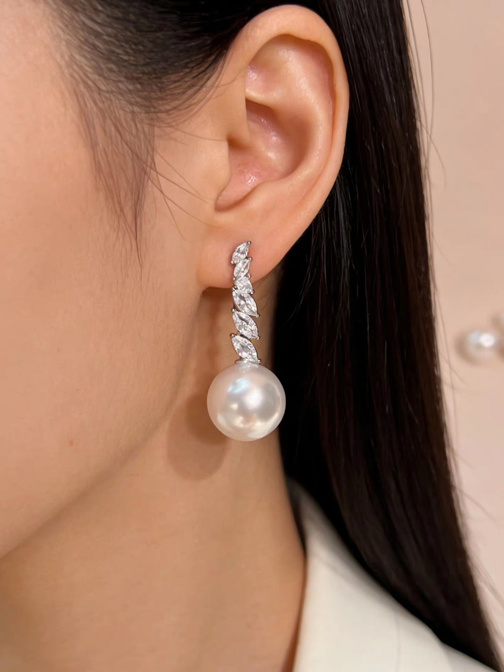 Odette Marquise Vine Pearl Drop Earrings