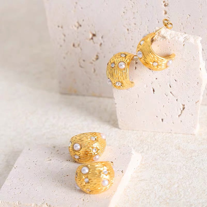 Stellar Textured Dome Hoop Earrings