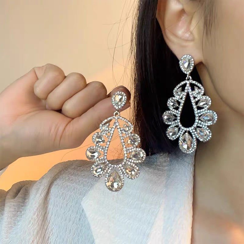 Crystal Chandelier Statement Earrings