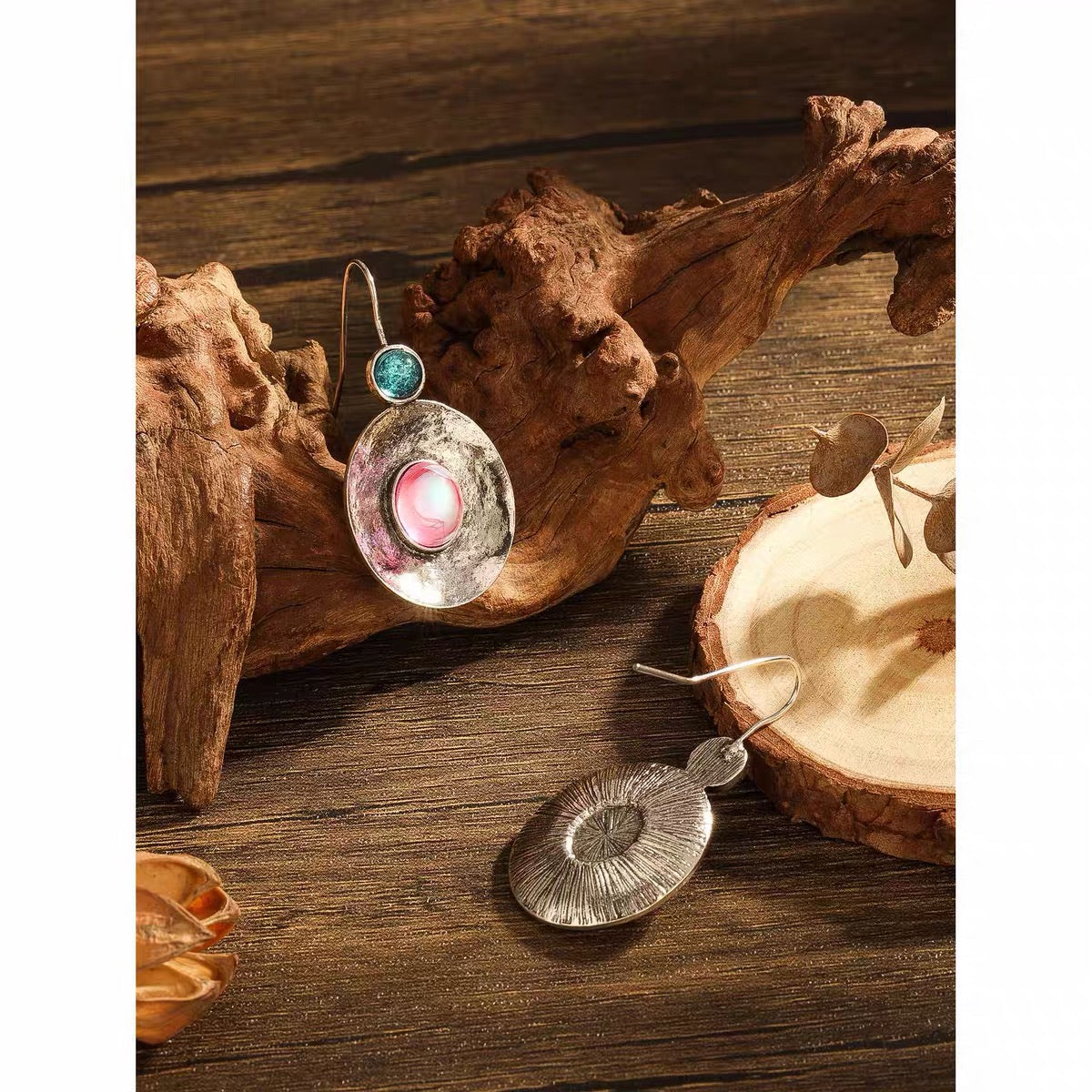 Eclipse Cabochon Drop Earrings