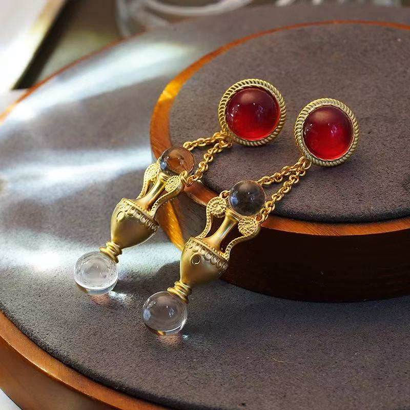 Crimson Muse Vintage Drop Earrings