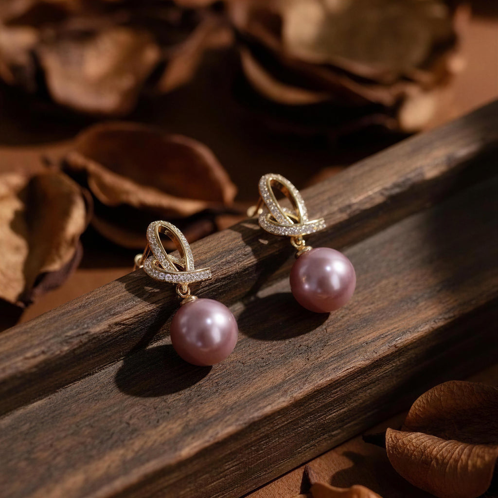 Muted Pink Pearl Ribbon Drops