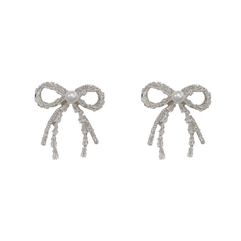 Grande Pavé Bow & Pearl Statement Studs