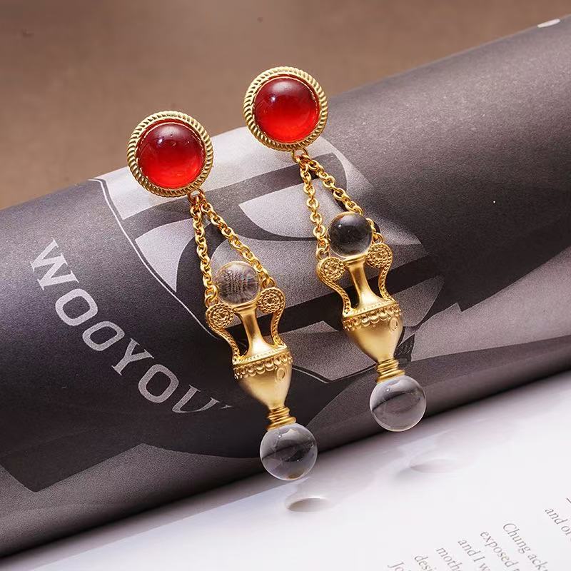 Crimson Muse Vintage Drop Earrings