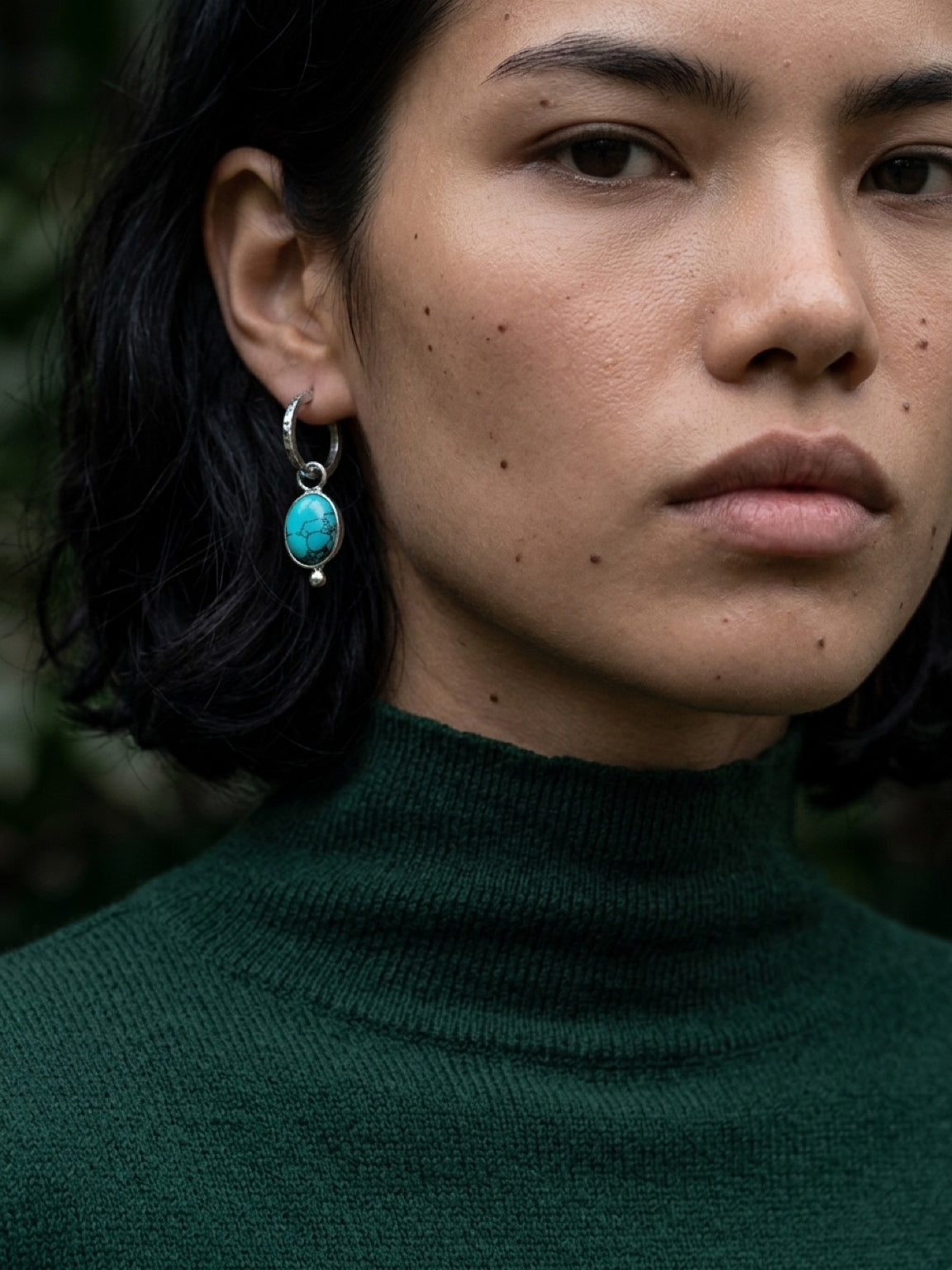 Turquoise Textured Mini Hoop Drops