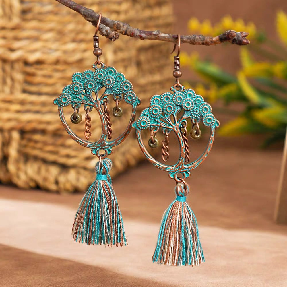 Tree of Life Tassel Earrings